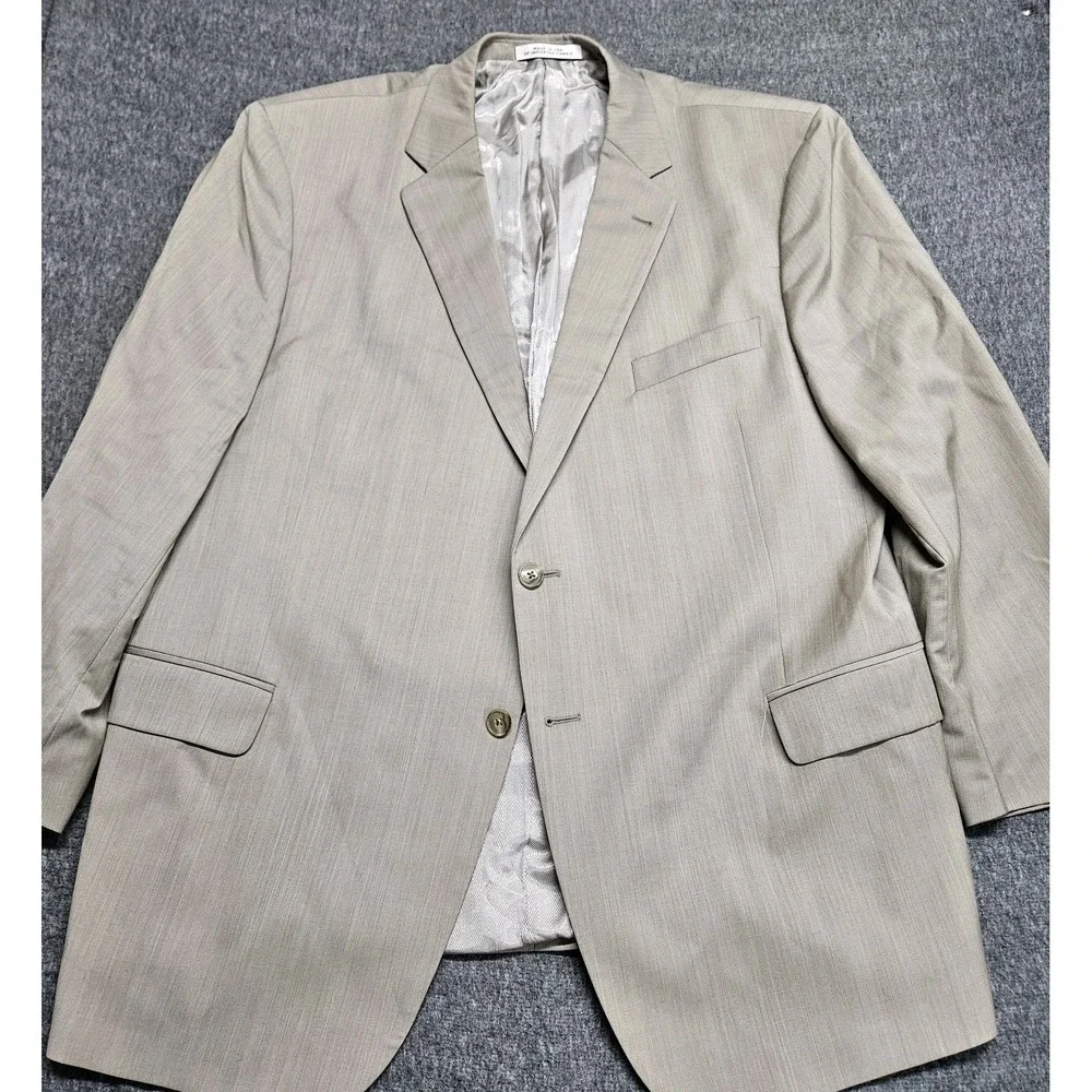 MARZOTTO SUPER 120 Joseph Abboud Men's Beige Tan Wool Blazer 48R